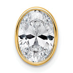 14k 2 carat Lab Grown Diamond VS+ F+ Oval Complete Bezel Set Chain Slide Pendant