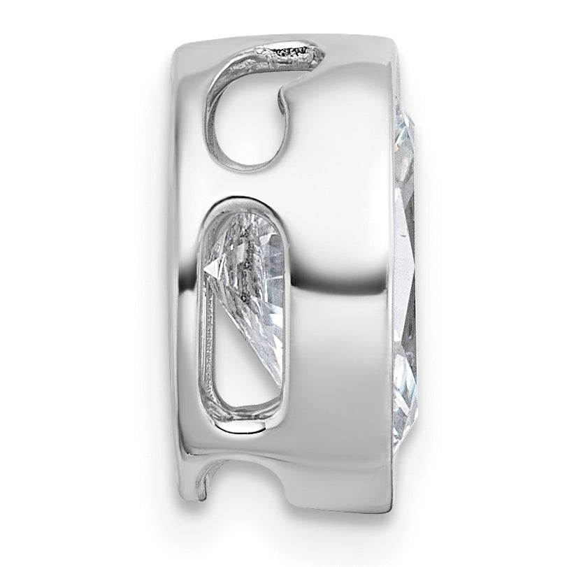 14k White Gold 2 1/2 carat Certified Lab Grown Diamond VS+ F+ Oval Complete Bezel Set Chain Slide Pendant