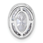 14k White Gold 2 1/2 carat Lab Grown Diamond VS+ F+ Oval Complete Bezel Set Chain Slide Pendant