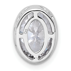 14k White Gold 2 1/2 carat Certified Lab Grown Diamond VS+ F+ Oval Complete Bezel Set Chain Slide Pendant