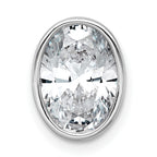 14k White Gold 2 1/2 carat Lab Grown Diamond VS+ F+ Oval Complete Bezel Set Chain Slide Pendant
