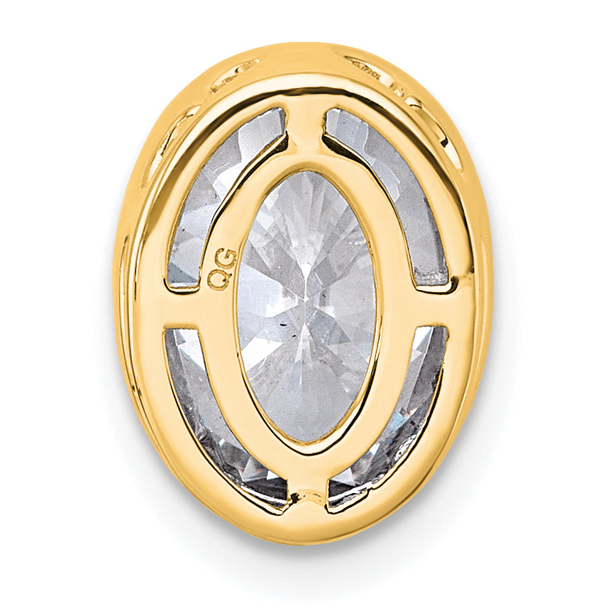 14k 2 1/2 carat Lab Grown Diamond VS+ F+ Oval Complete Bezel Set Chain Slide Pendant