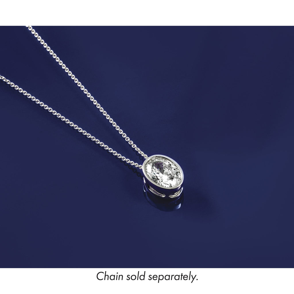 Oval Lab-Grown Diamond Slide Pendant in 14K White Gold, 12mm (2 1/2 ct.) - Sophia Jewelers