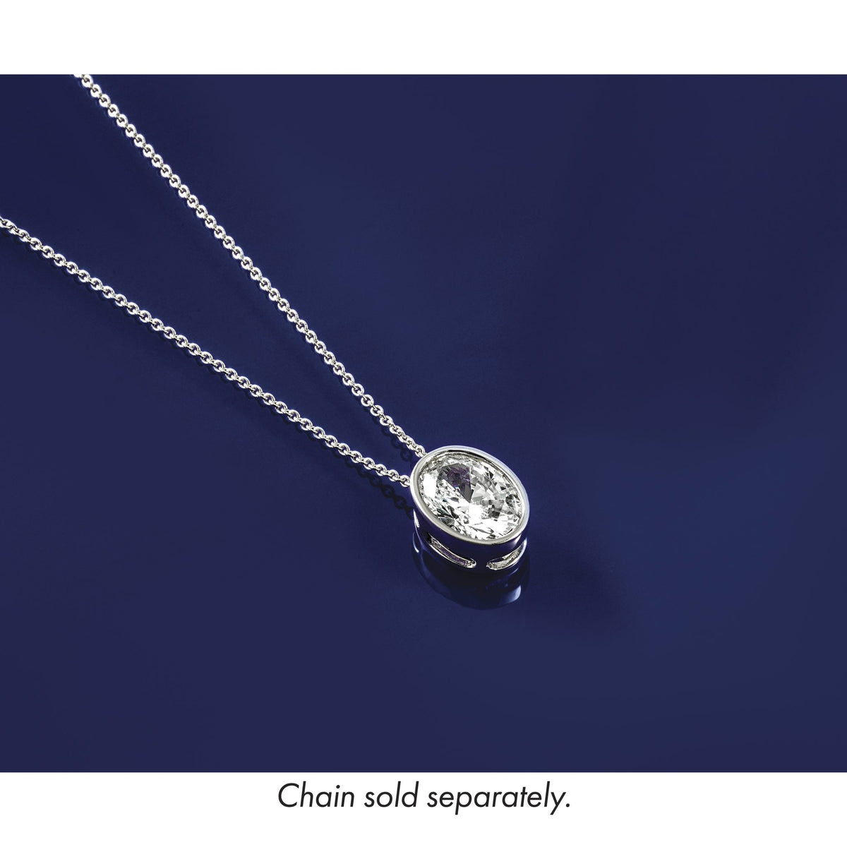 Bezel-Set Lab-Grown Diamond Slide Pendant in 14K White Gold, 11mm (2 ct.) - Sophia Jewelers