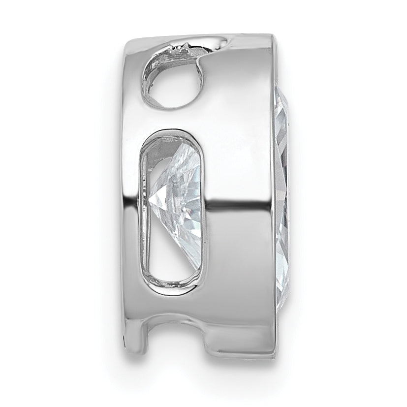 14k White Gold 3 carat Certified Lab Grown Diamond VS+ F+ Oval Complete Bezel Set Chain Slide Pendant Secondary image