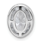 14k White Gold 3 carat Certified Lab Grown Diamond VS+ F+ Oval Complete Bezel Set Chain Slide Pendant