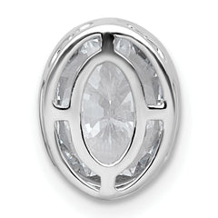 14k White Gold 3 carat Lab Grown Diamond VS+ F+ Oval Complete Bezel Set Chain Slide Pendant