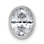 14k White Gold 3 carat Lab Grown Diamond VS+ F+ Oval Complete Bezel Set Chain Slide Pendant
