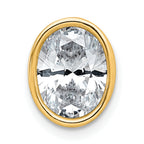 14k 3 carat Lab Grown Diamond VS+ F+ Oval Complete Bezel Set Chain Slide Pendant