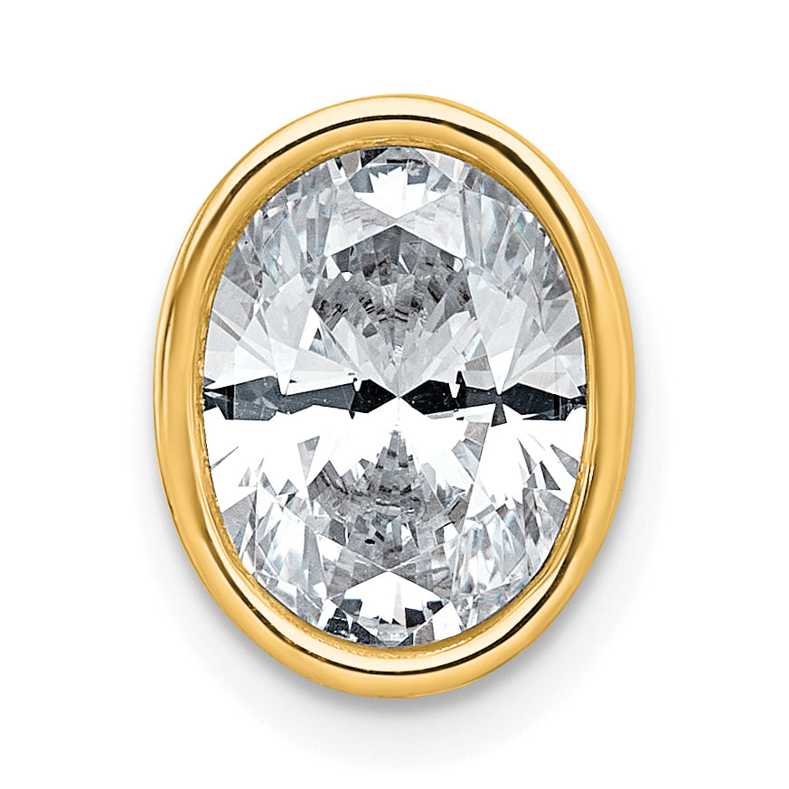 14k 3 carat Certified Lab Grown Diamond VS+ F+ Oval Complete Bezel Set Chain Slide Pendant Main image