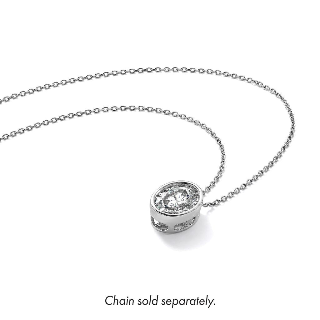 Bezel-Set Oval Lab-Grown Diamond Slide Pendant in 14K White Gold (3 ct. tw.) - Sophia Jewelers