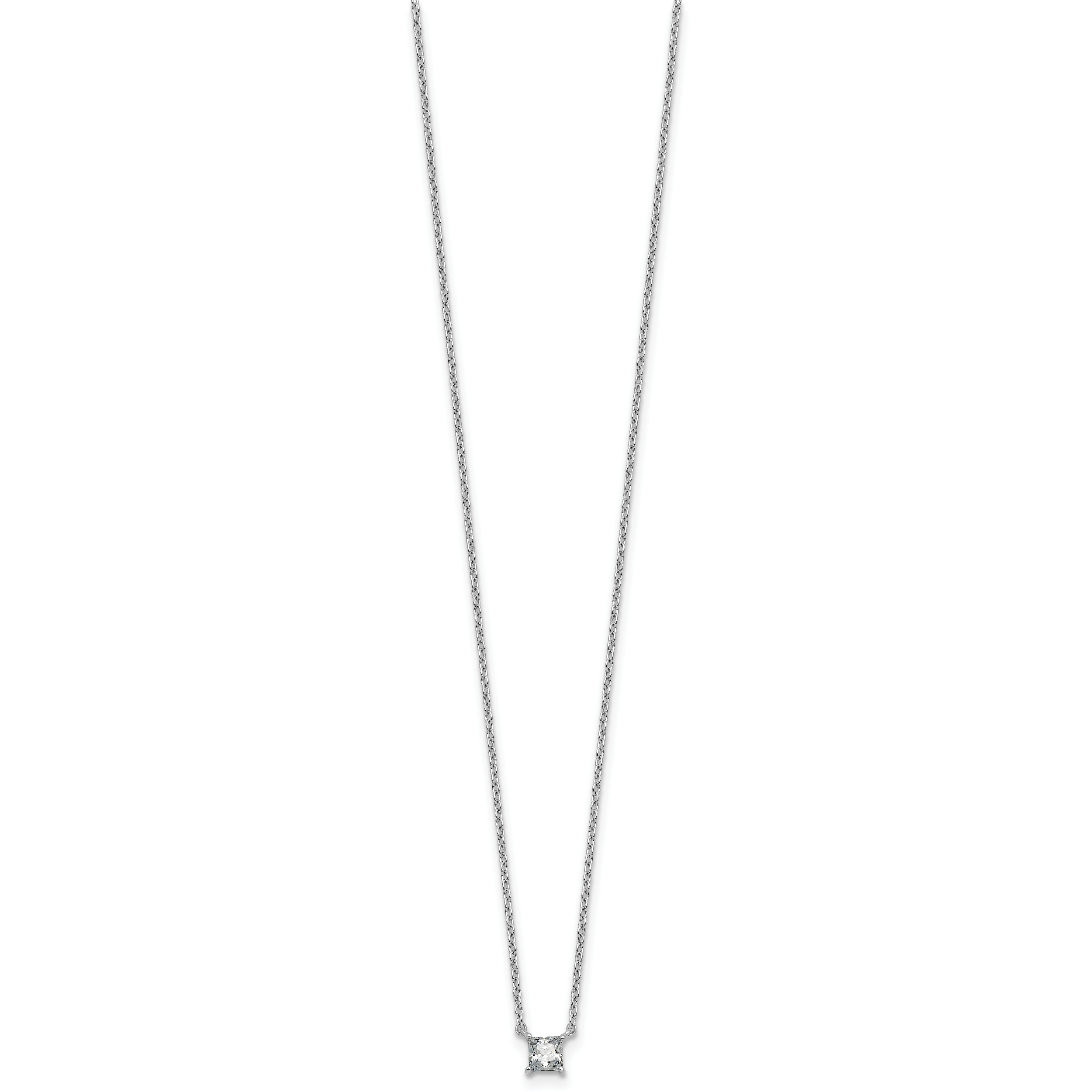 14k White Gold 1/4 carat Lab Grown Diamond VS+ F+ Princess Complete 18 inch Four Prong Pendant Necklace
