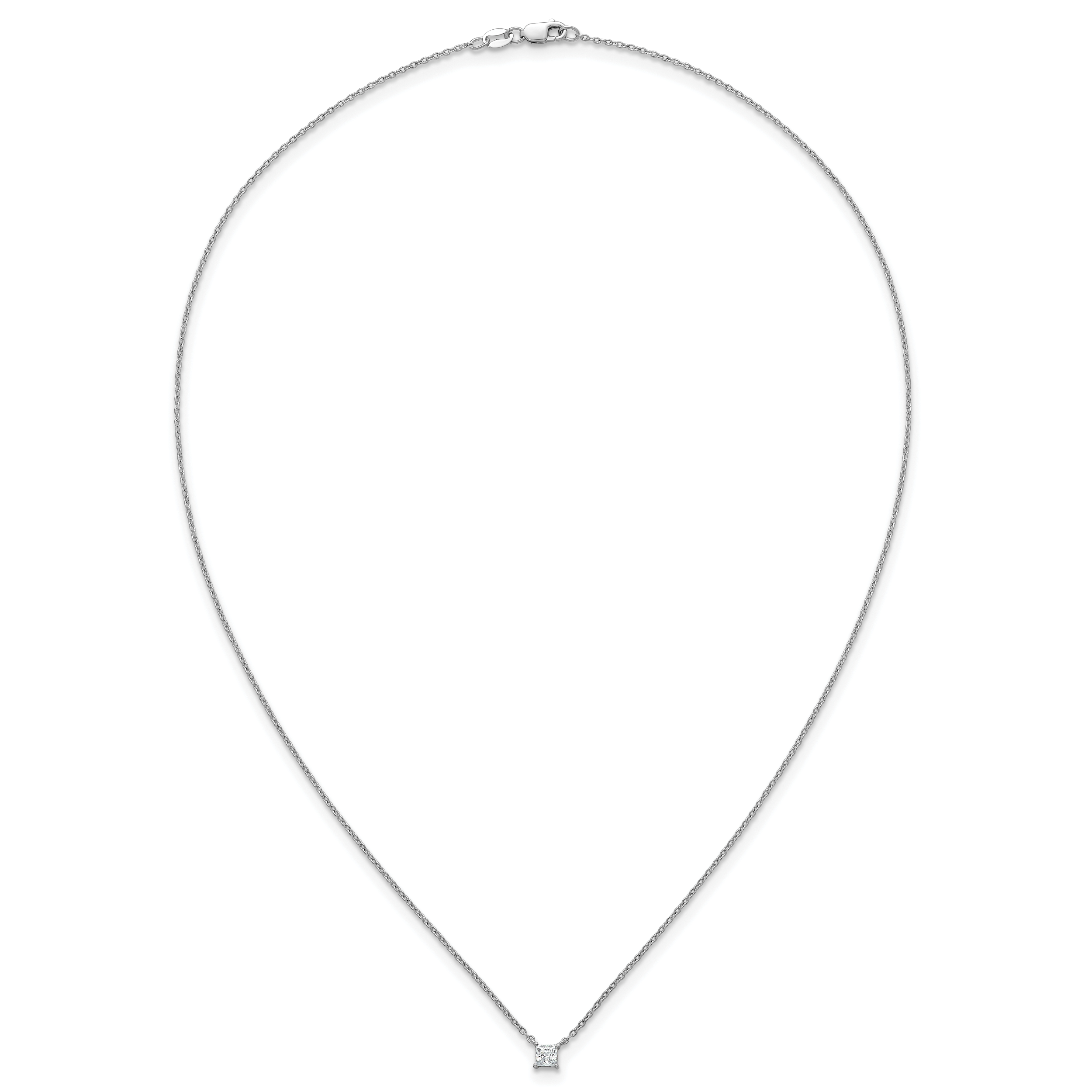 14k White Gold 1/4 carat Lab Grown Diamond VS+ F+ Princess Complete 18 inch Four Prong Pendant Necklace