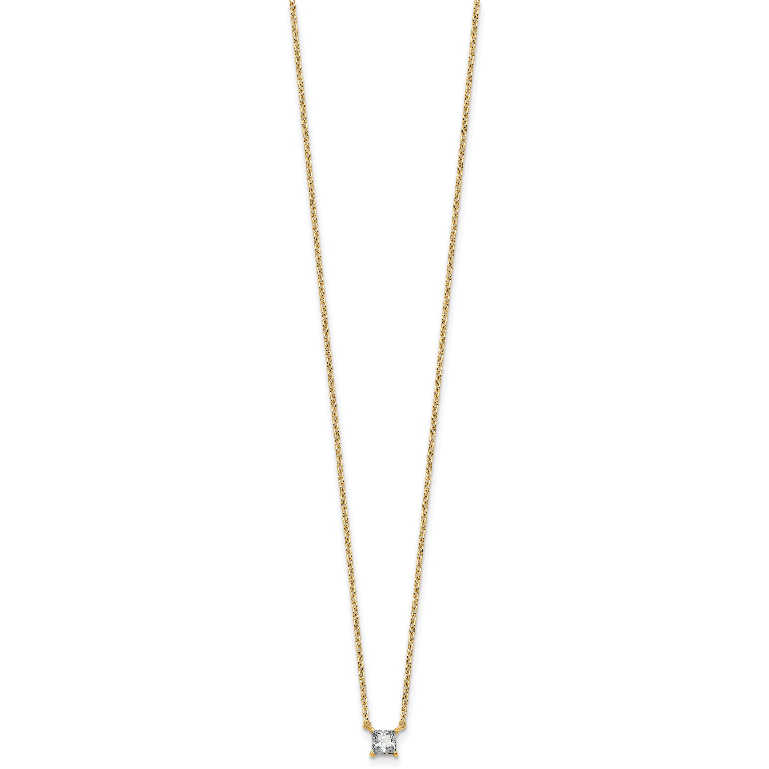 14k 1/4 carat Lab Grown Diamond VS+ F+ Princess Complete 18 inch Four Prong Pendant Necklace