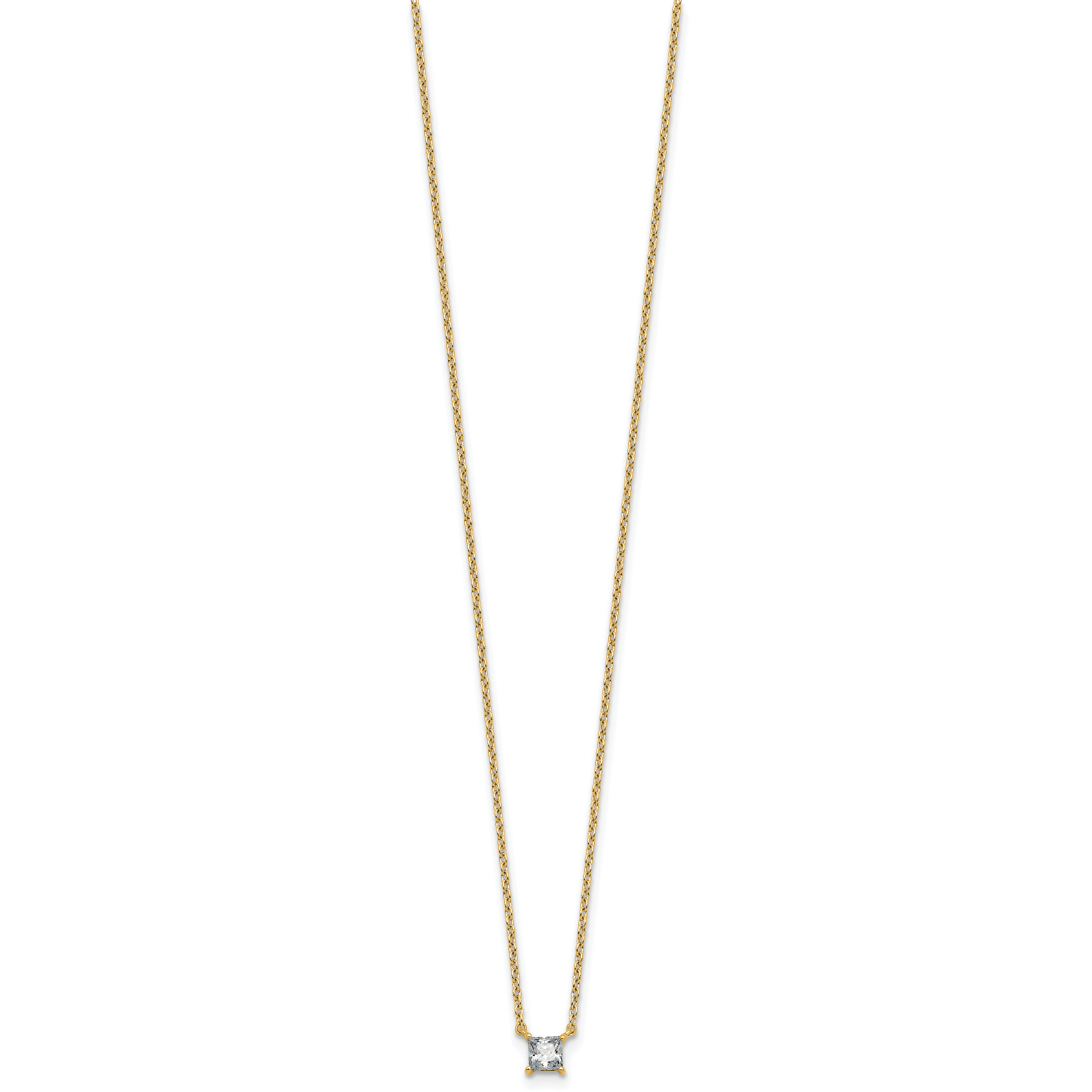 14k 1/4 carat Lab Grown Diamond VS+ F+ Princess Complete 18 inch Four Prong Pendant Necklace