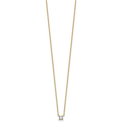 14k 1/4 carat Lab Grown Diamond VS+ F+ Princess Complete 18 inch Four Prong Pendant Necklace