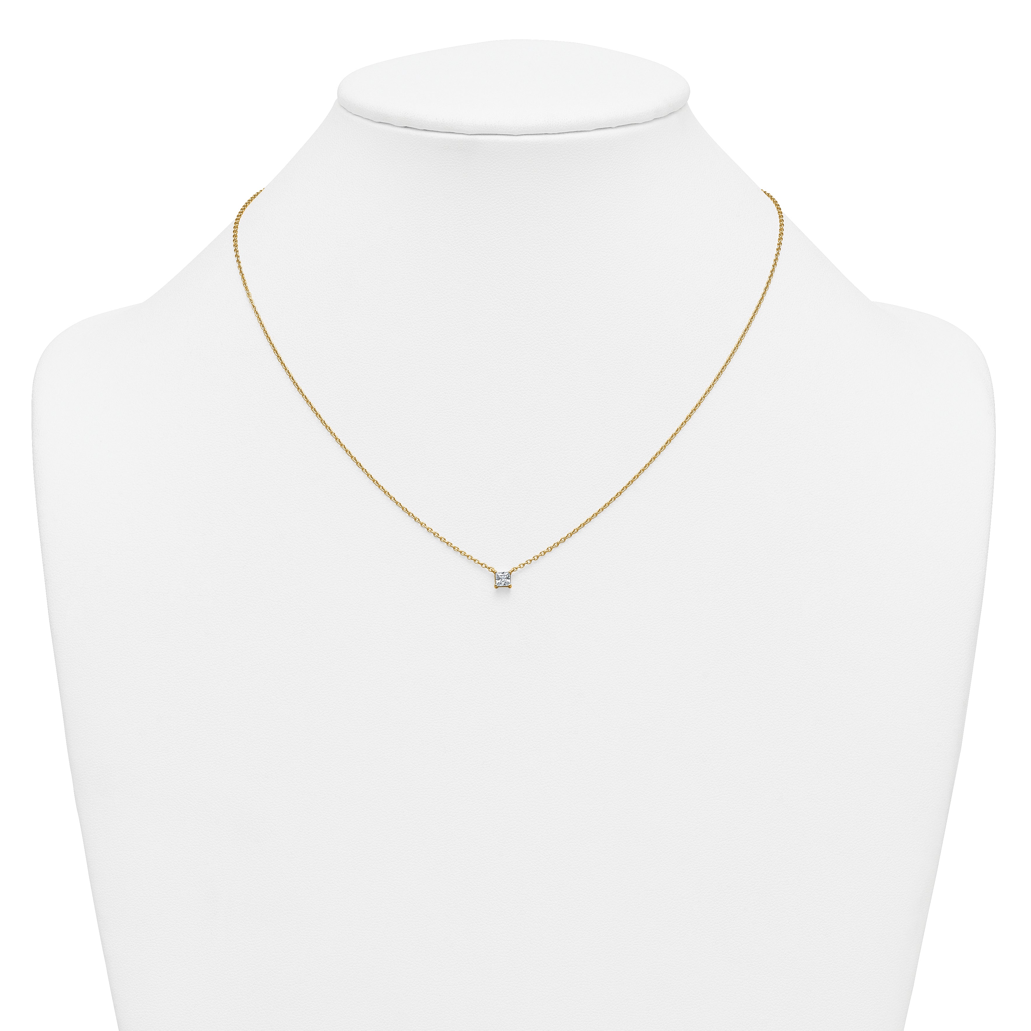 14k 1/4 carat Lab Grown Diamond VS+ F+ Princess Complete 18 inch Four Prong Pendant Necklace