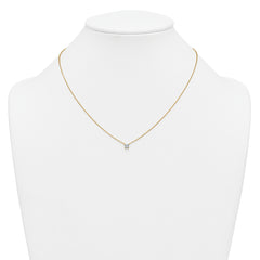 14k 1/4 carat Lab Grown Diamond VS+ F+ Princess Complete 18 inch Four Prong Pendant Necklace