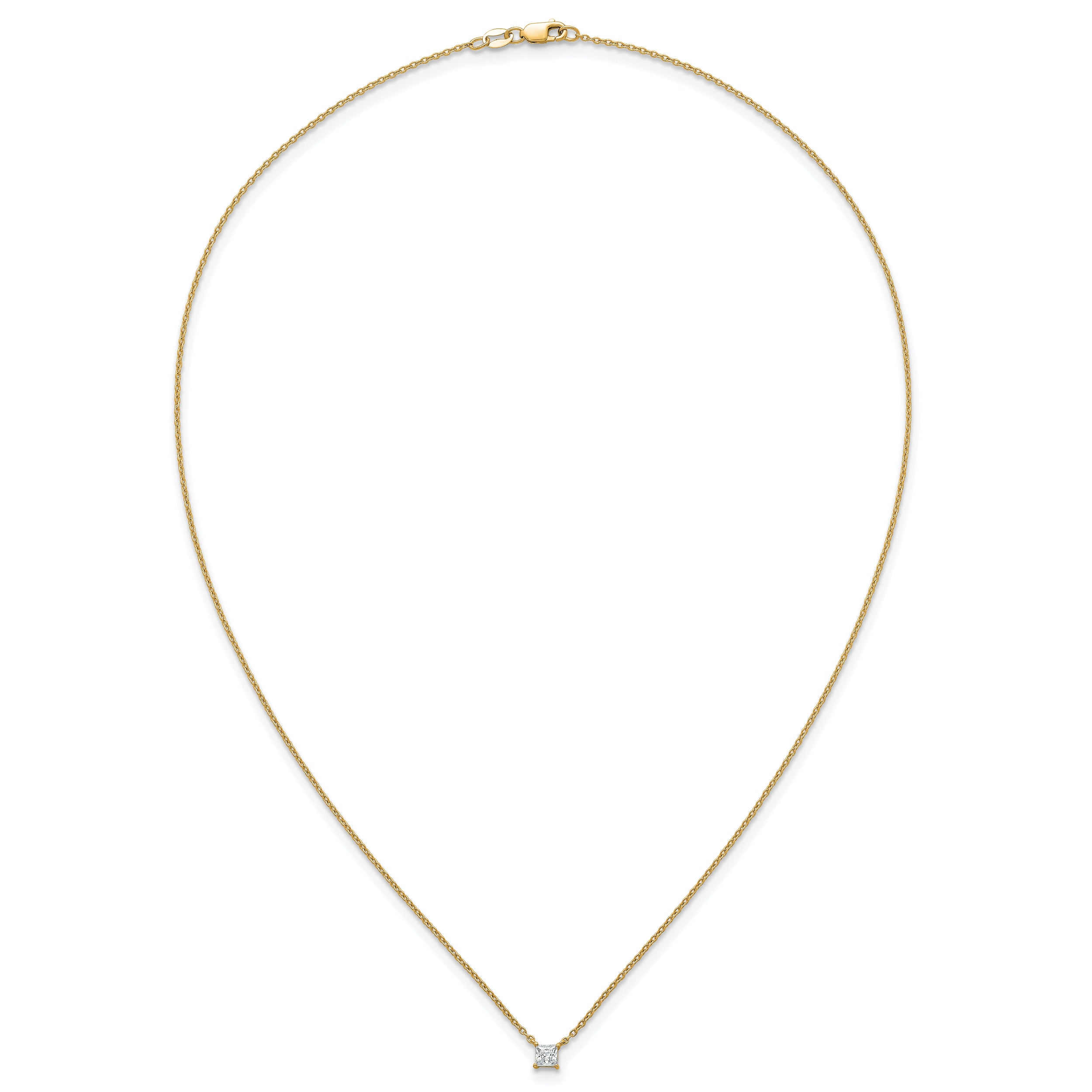 14k 1/4 carat Lab Grown Diamond VS+ F+ Princess Complete 18 inch Four Prong Pendant Necklace