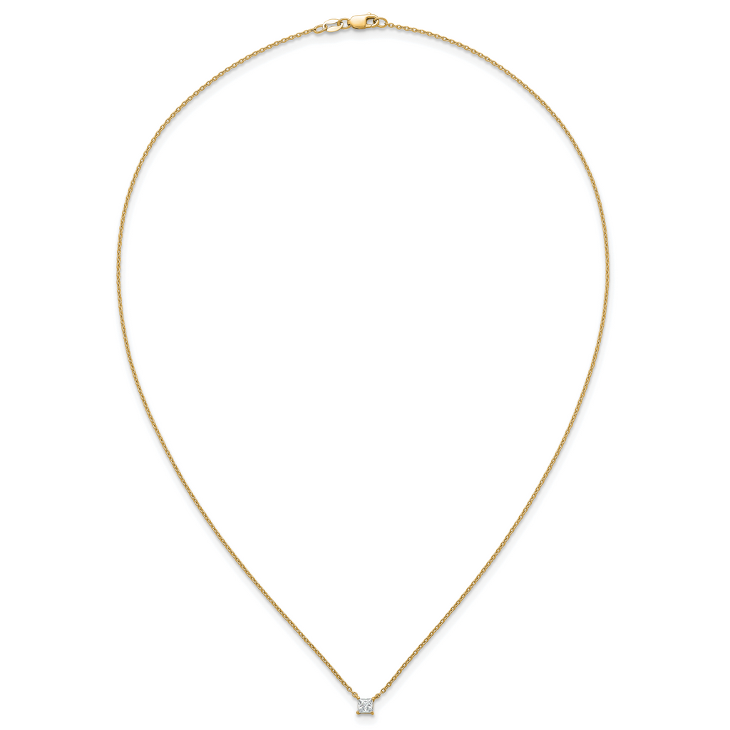 14k 1/4 carat Lab Grown Diamond VS+ F+ Princess Complete 18 inch Four Prong Pendant Necklace