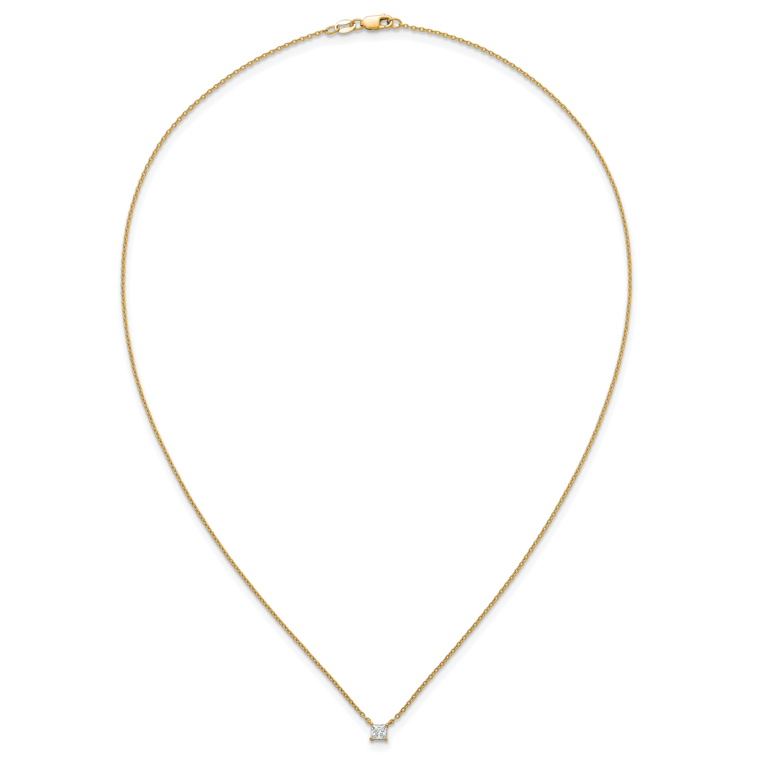 14k 1/4 carat Lab Grown Diamond VS+ F+ Princess Complete 18 inch Four Prong Pendant Necklace