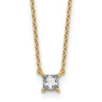 14k 1/4 carat Lab Grown Diamond VS+ F+ Princess Complete 18 inch Four Prong Pendant Necklace