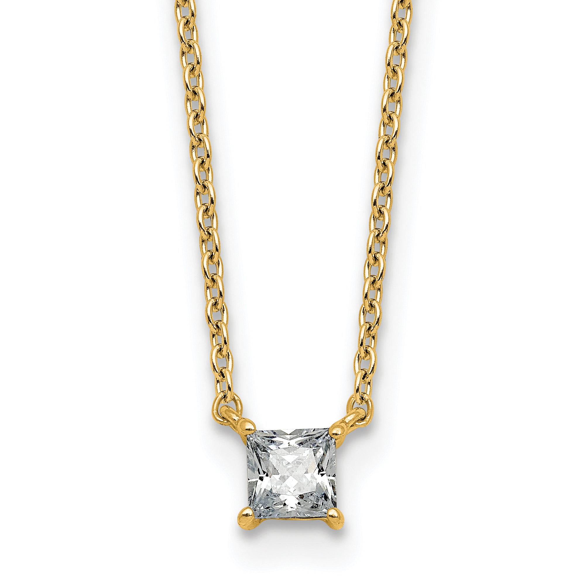 14k 1/4 carat Lab Grown Diamond VS+ F+ Princess Complete 18 inch Four Prong Pendant Necklace