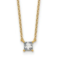 14k 1/4 carat Lab Grown Diamond VS+ F+ Princess Complete 18 inch Four Prong Pendant Necklace