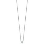 14k White Gold 1/2 carat Lab Grown Diamond VS+ F+ Princess Complete 18 inch Four Prong Pendant Necklace