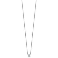 14k White Gold 1/2 carat Lab Grown Diamond VS+ F+ Princess Complete 18 inch Four Prong Pendant Necklace