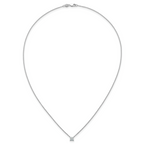 14k White Gold 1/2 carat Lab Grown Diamond VS+ F+ Princess Complete 18 inch Four Prong Pendant Necklace