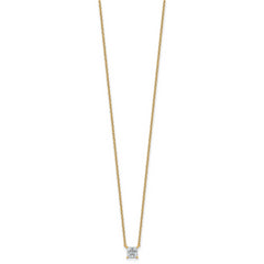 14k 1/2 carat Lab Grown Diamond VS/SI+ G+ Princess Complete 18 inch Four Prong Pendant Necklace