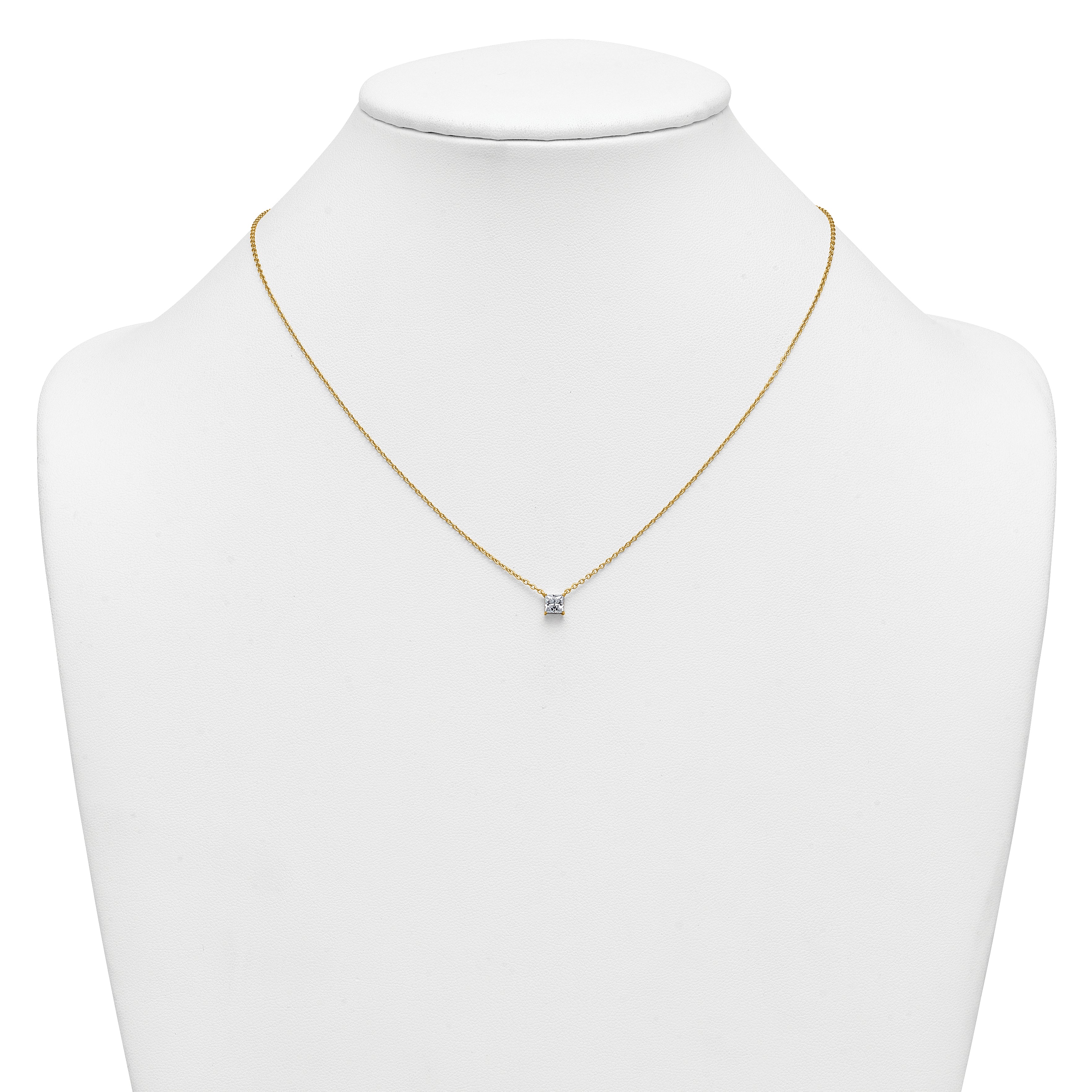 14k 1/2 carat Lab Grown Diamond VS/SI+ G+ Princess Complete 18 inch Four Prong Pendant Necklace