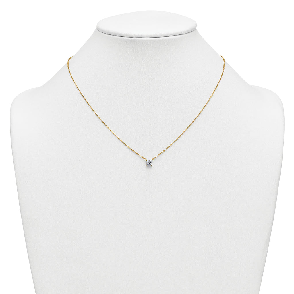 14k 1/2 carat Lab Grown Diamond VS/SI+ G+ Princess Complete 18 inch Four Prong Pendant Necklace
