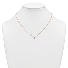 14k 1/2 carat Lab Grown Diamond VS/SI+ G+ Princess Complete 18 inch Four Prong Pendant Necklace