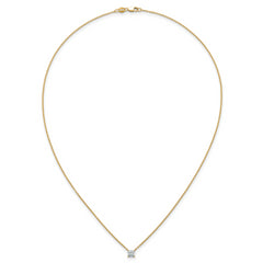 14k 1/2 carat Lab Grown Diamond VS/SI+ G+ Princess Complete 18 inch Four Prong Pendant Necklace