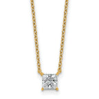 14k 1/2 carat Lab Grown Diamond VS/SI+ G+ Princess Complete 18 inch Four Prong Pendant Necklace