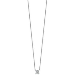 14k White Gold 3/4 carat Lab Grown Diamond VS+ F+ Princess Complete Bezel Set Chain Slide Pendant