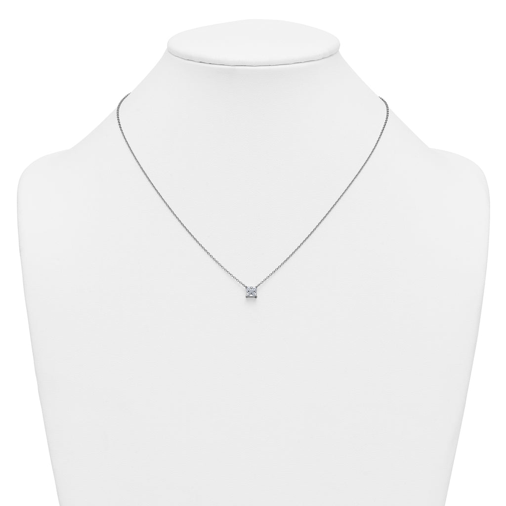 14k White Gold 3/4 carat Lab Grown Diamond VS+ F+ Princess Complete Bezel Set Chain Slide Pendant