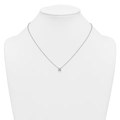 14k White Gold 3/4 carat Lab Grown Diamond VS+ F+ Princess Complete Bezel Set Chain Slide Pendant