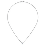 14k White Gold 3/4 carat Lab Grown Diamond VS+ F+ Princess Complete Bezel Set Chain Slide Pendant