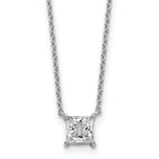 14k White Gold 3/4 carat Lab Grown Diamond VS+ F+ Princess Complete Bezel Set Chain Slide Pendant