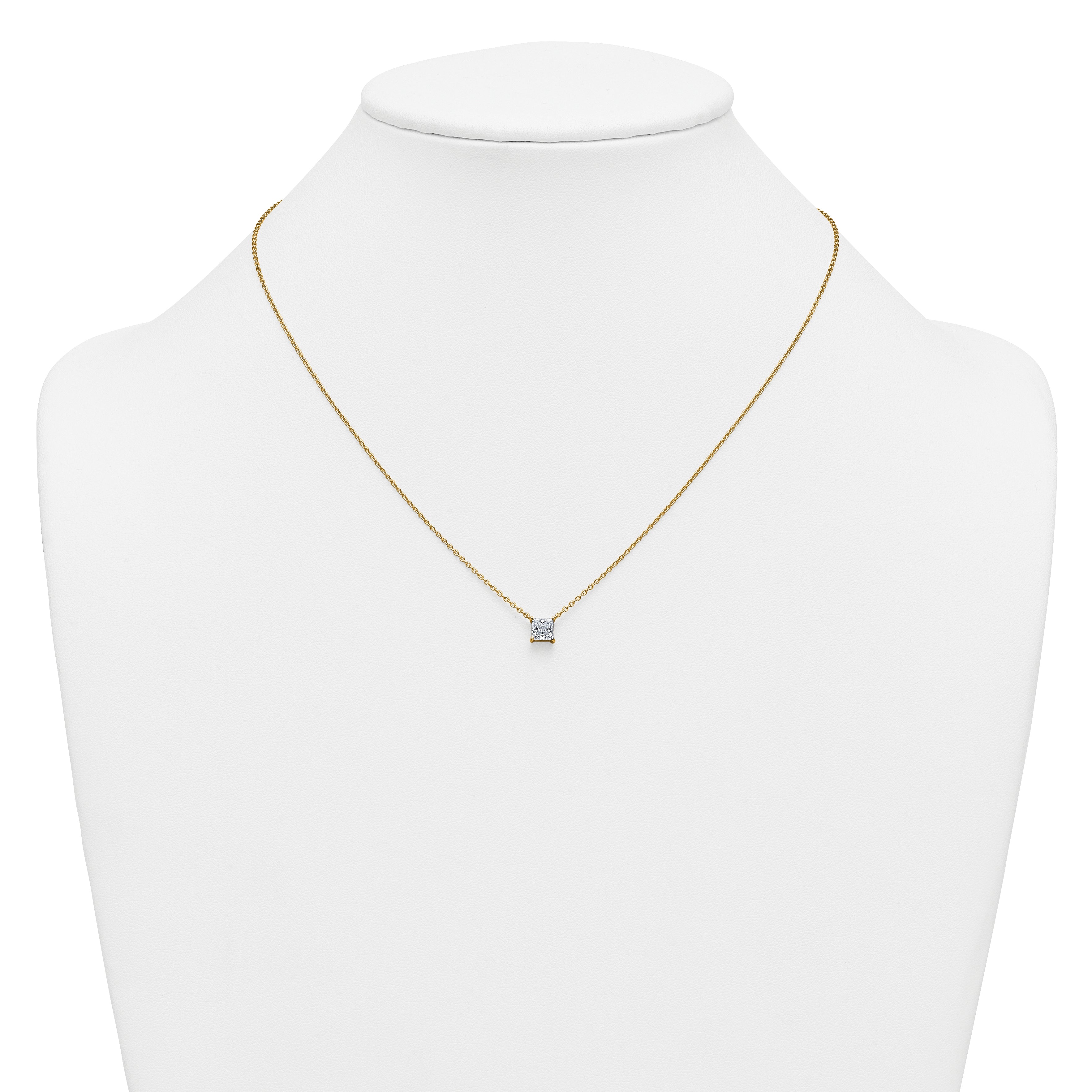 14k 3/4 carat Lab Grown Diamond VS+ F+ Princess Complete Bezel Set Chain Slide Pendant