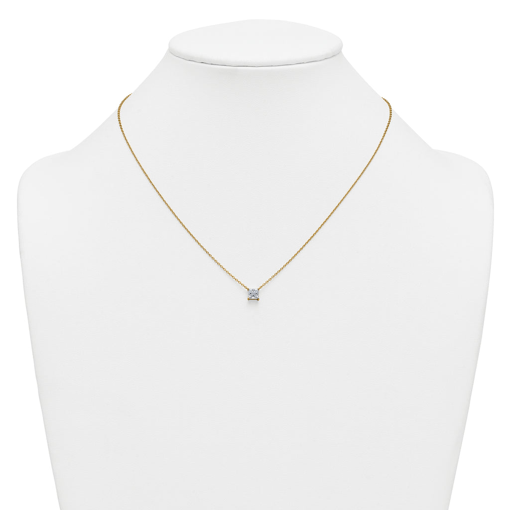 14k 3/4 carat Lab Grown Diamond VS+ F+ Princess Complete Bezel Set Chain Slide Pendant
