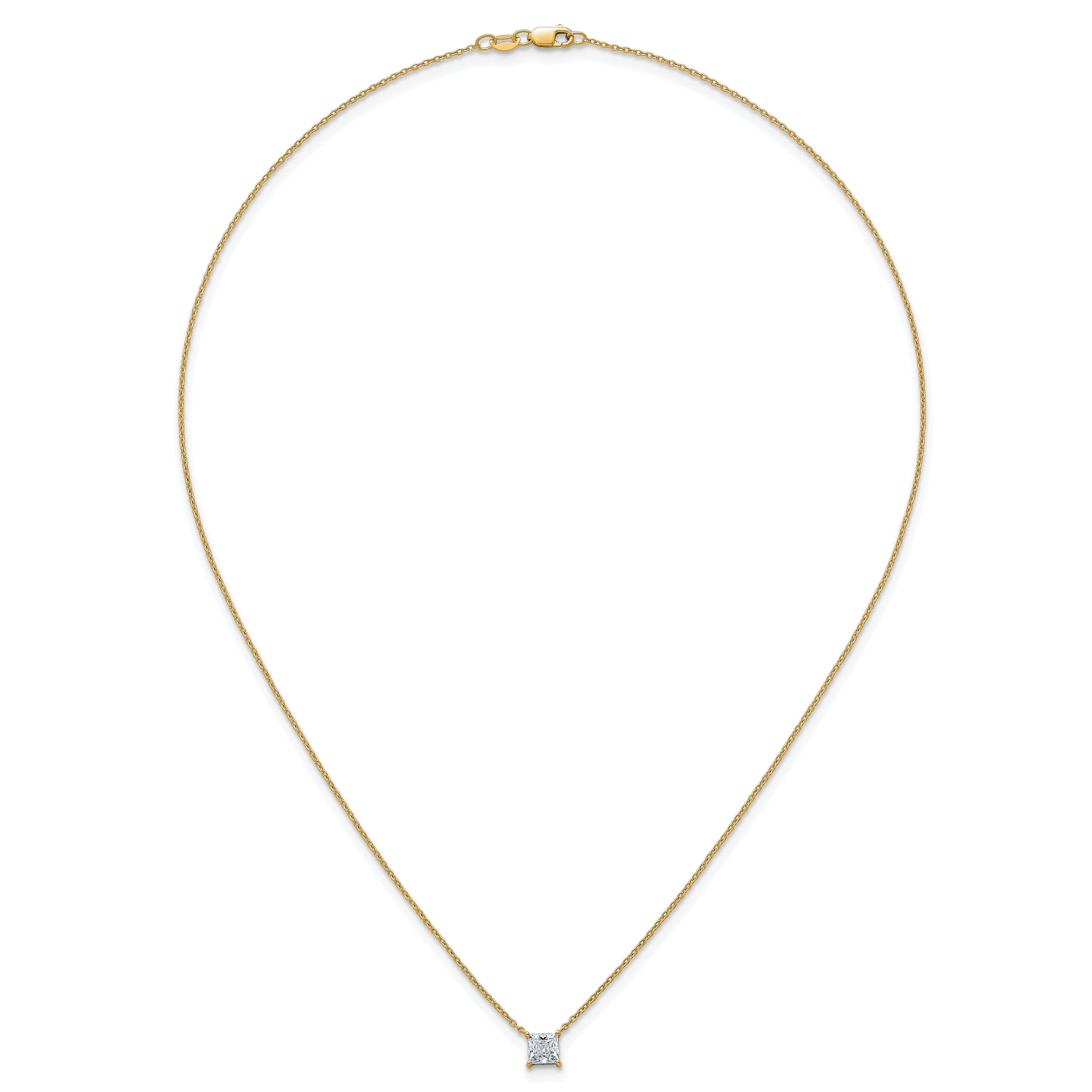 14k 3/4 carat Lab Grown Diamond VS+ F+ Princess Complete Bezel Set Chain Slide Pendant
