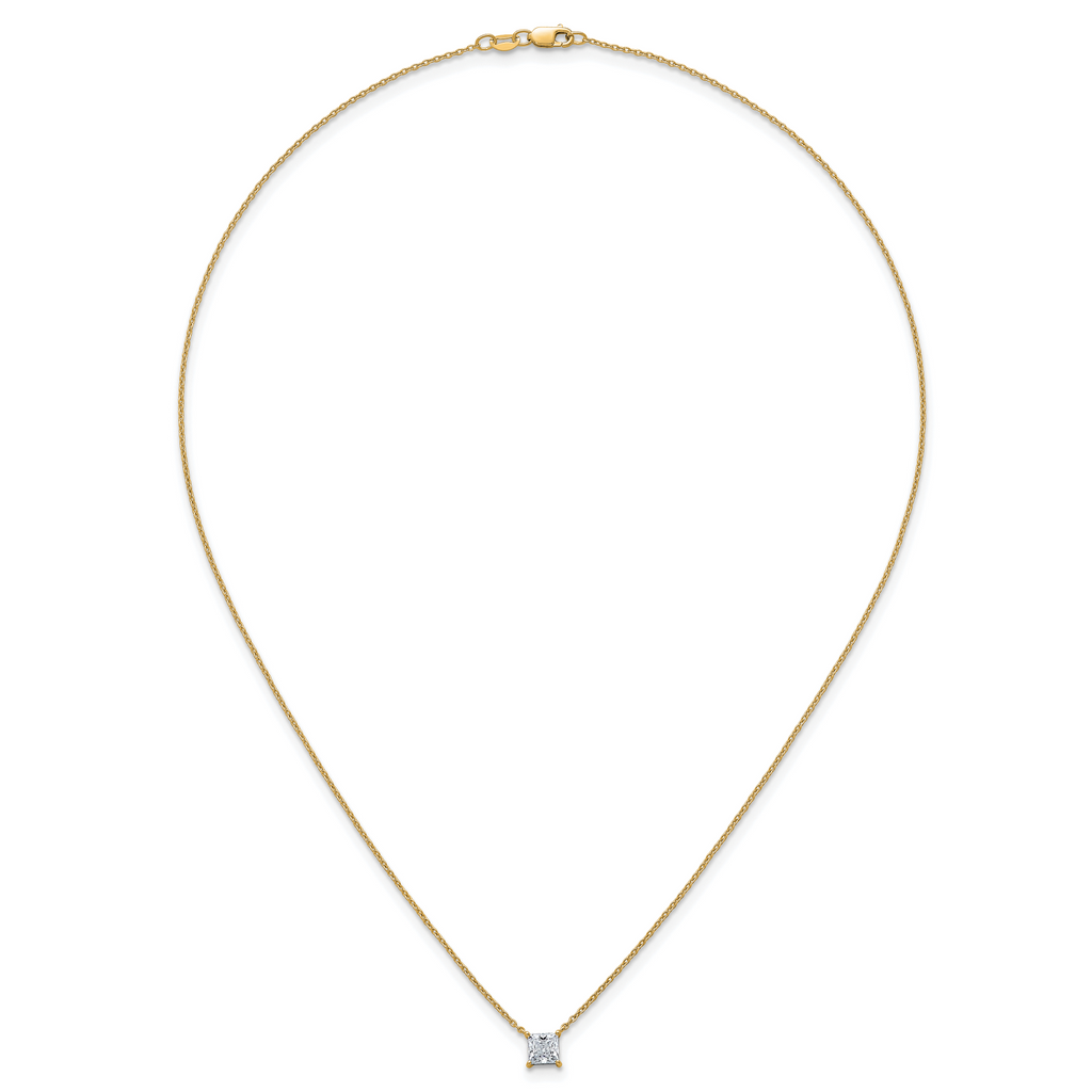 14k 3/4 carat Lab Grown Diamond VS+ F+ Princess Complete Bezel Set Chain Slide Pendant