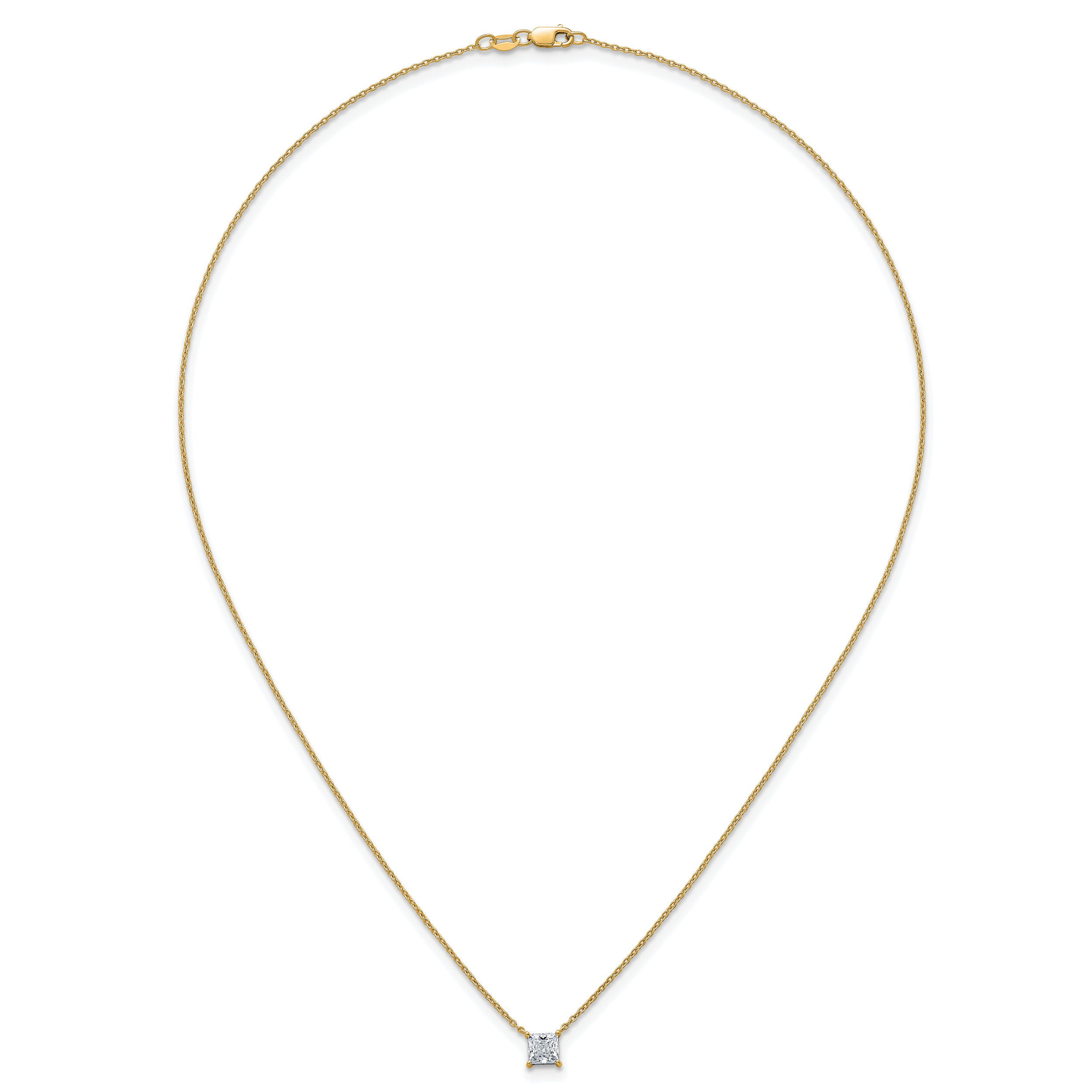 14k 3/4 carat Lab Grown Diamond VS+ F+ Princess Complete Bezel Set Chain Slide Pendant
