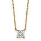 14k 3/4 carat Lab Grown Diamond VS+ F+ Princess Complete Bezel Set Chain Slide Pendant