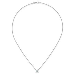 14k White Gold 1 carat Certified Lab Grown Diamond VS/SI+ G+ Princess Complete Four Prong 18 inch Pendant Necklace