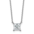 14k White Gold 1 carat Lab Grown Diamond VS/SI+ G+ Princess Complete Four Prong 18 inch Pendant Necklace